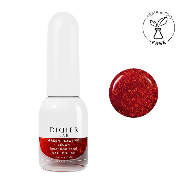 Green Reactive Vegan Nail Polish Didier Lab Heart Beat Coral 10ml