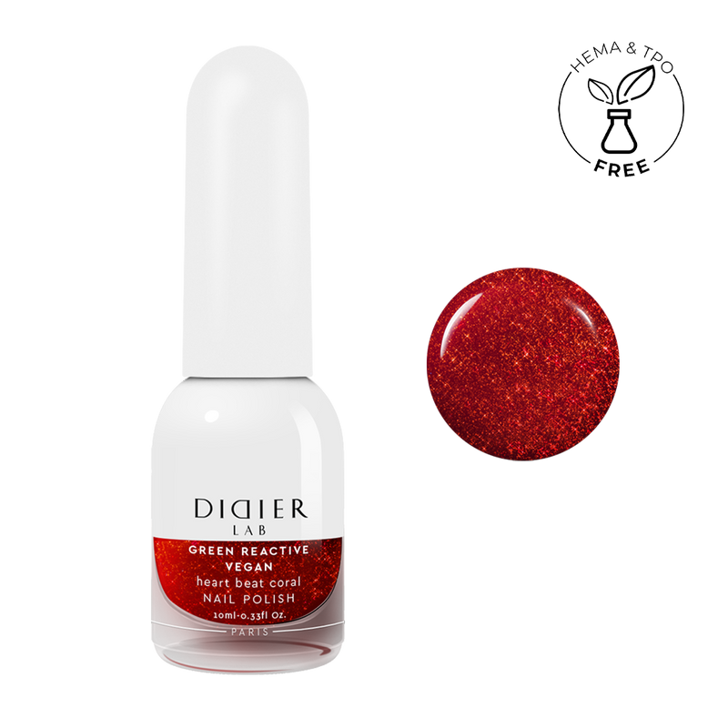 Green Reactive Vegan Nail Polish Didier Lab Heart Beat Coral 10ml